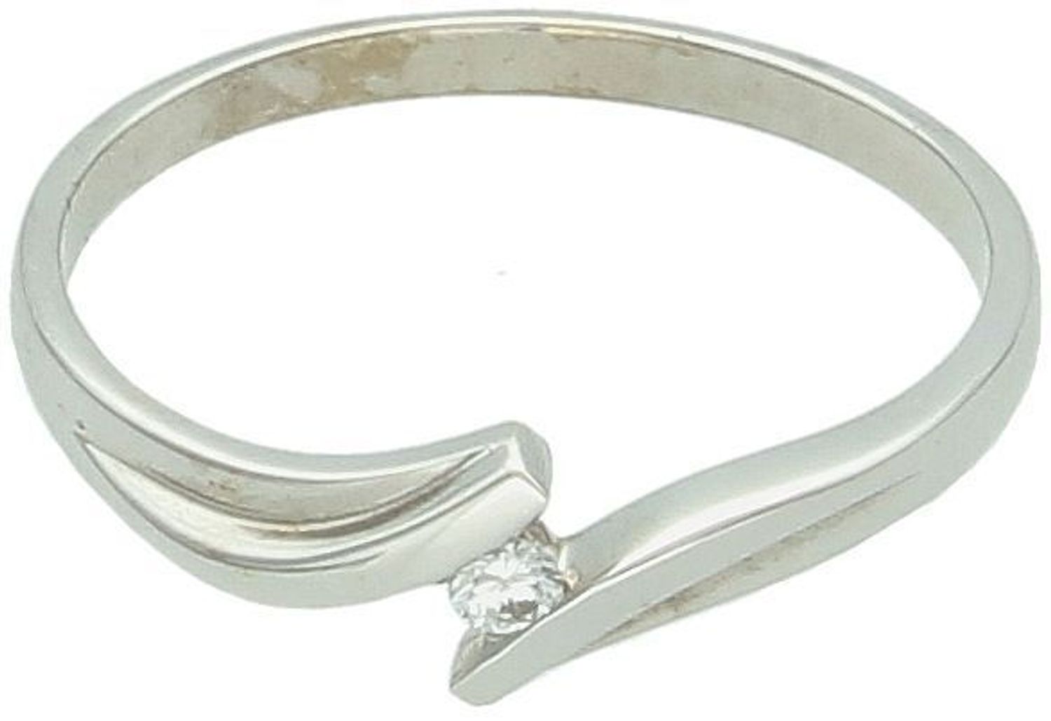 Elegancki pierścionek z białego złota 585 z brylantem 0,03 ct, czystość SI, barwa H. Przekładany wzór, rozmiar 13. Idealny prezent z certyfikatem autentyczności1.jpg